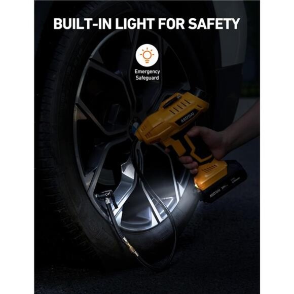 Cordless Tire Inflator Air Compressor 20V Rechargeable Battery Powered 160PSI - Picture 5 of 7